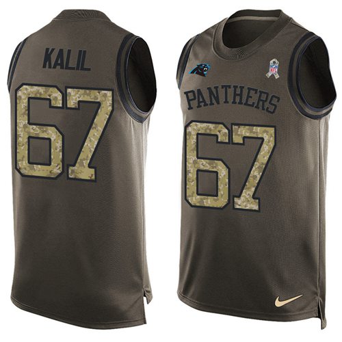 Nike Panthers #67 Ryan Kalil Green Men's Stitched NFL Limited Salute To Service Tank Top Jersey - Click Image to Close